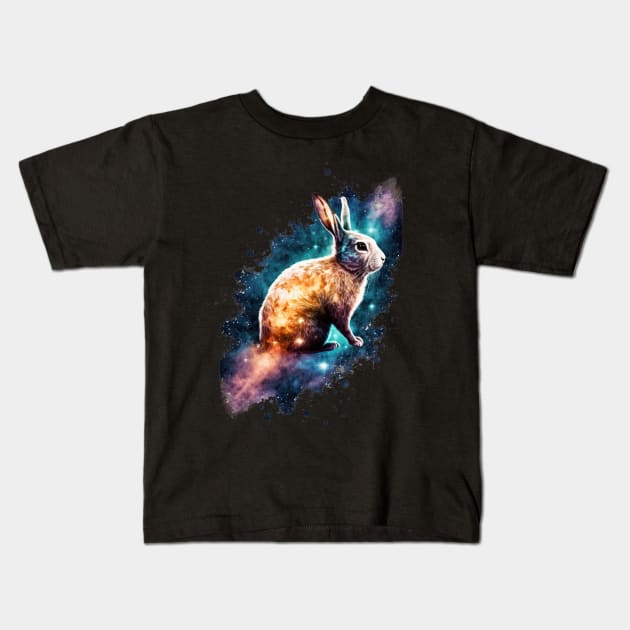 Year of the rabbit chinese zodiac sign colorful galaxy Kids T-Shirt by Art8085